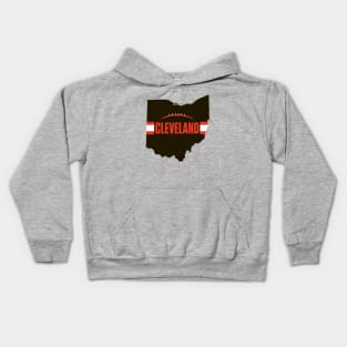 Cleveland Football Ohio Outline Brown Kids Hoodie